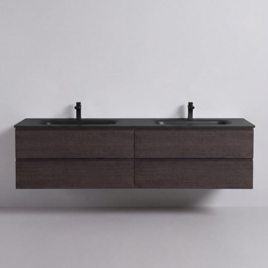 BAI Sonoma 84-inch Floating Bathroom Vanity with Matte Black Double Sink