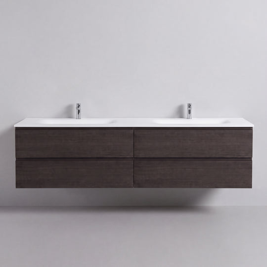 BAI Sonoma 84-inch Floating Bathroom Vanity with Matte White Double Sink