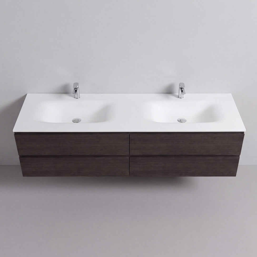 BAI Sonoma 84-inch Floating Bathroom Vanity with Matte White Double Sink