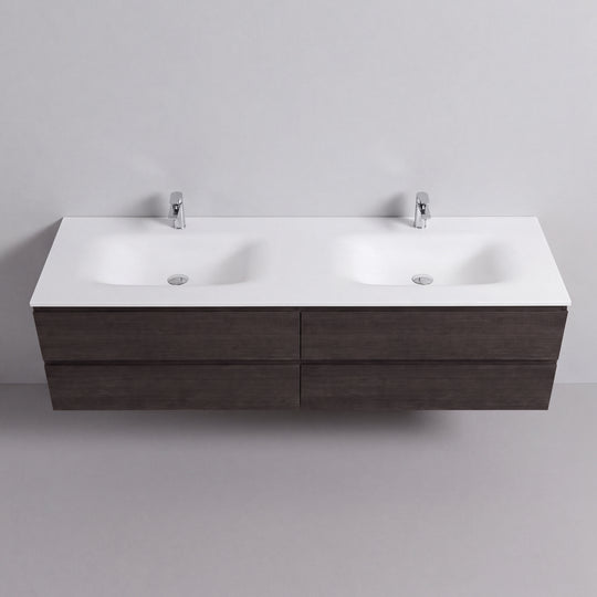 BAI Sonoma 84-inch Floating Bathroom Vanity with Matte White Double Sink