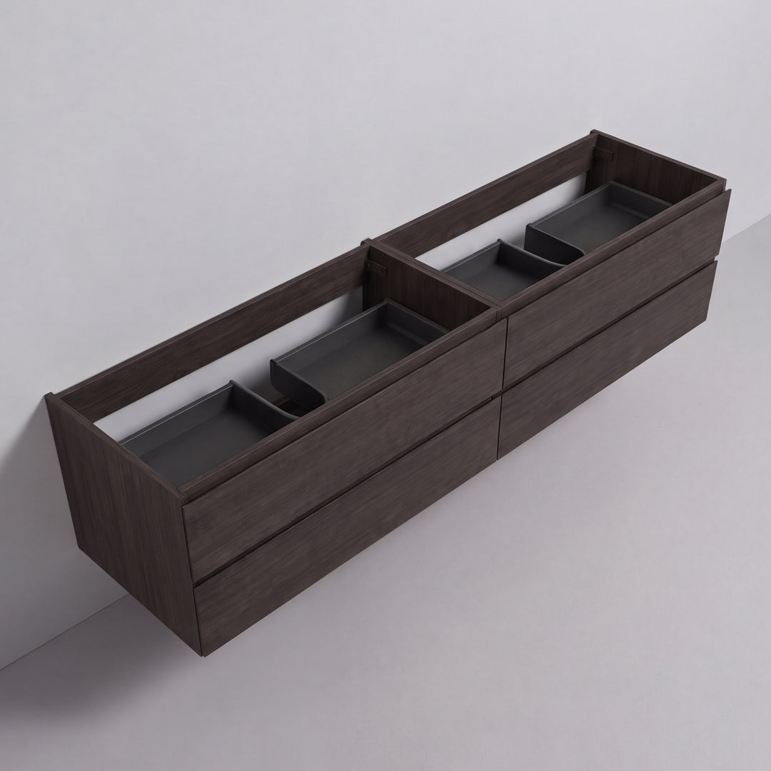 BAI Sonoma 84-inch Floating Bathroom Vanity with Matte White Double Sink