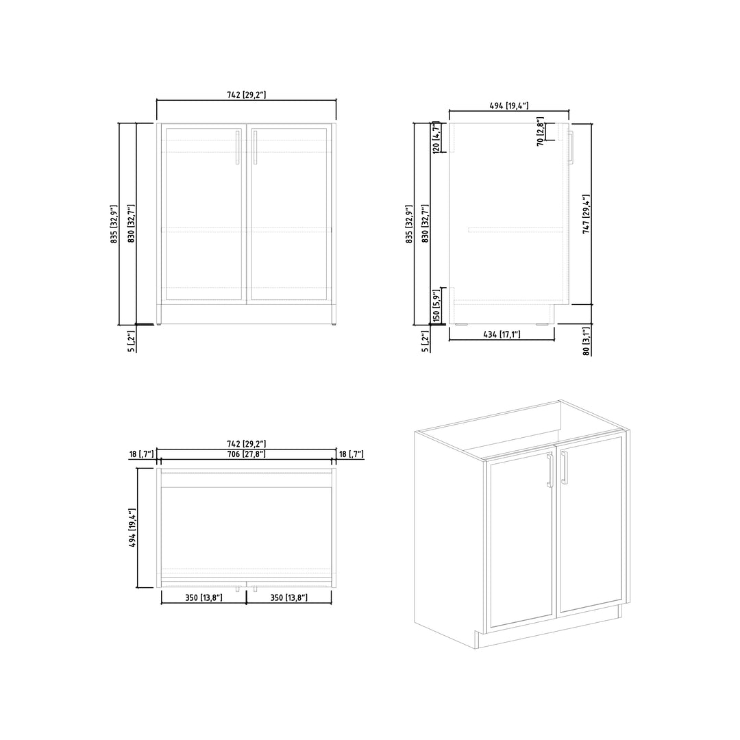 BAI Novo 30-inch Freestanding Bathroom Vanity with Gloss White Sink