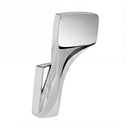 A modern polished chrome bathroom robe hook by megabai on a white background.