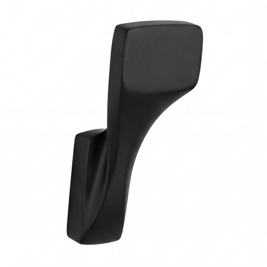 A modern matte black bathroom robe hook by megabai on a white background.