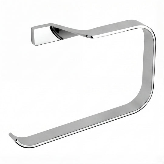 A modern wall-mounted towel ring holder with a polished chrome finish, shown against a plain white background.