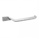 A modern wall-mounted bathroom toilet paper holder with a polished chrome finish, shown against a plain white background.