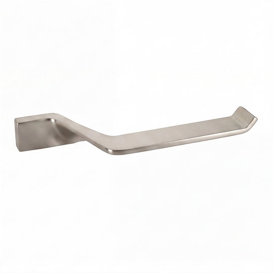 A modern wall-mounted bathroom toilet paper holder with a brushed nickel finish, shown against a plain white background.
