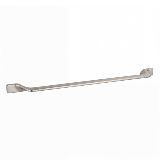 A long, slim modern wall-mounted 24-inch towel bar with a brushed nickel finish, shown against a plain white background.