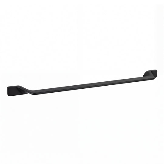 A long, slim modern wall-mounted 24-inch towel bar with a matte black finish, shown against a plain white background.