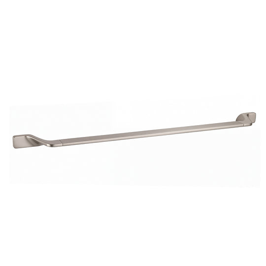 A long, slim modern wall-mounted 30-inch towel bar with a brushed nickel finish, shown against a plain white background.