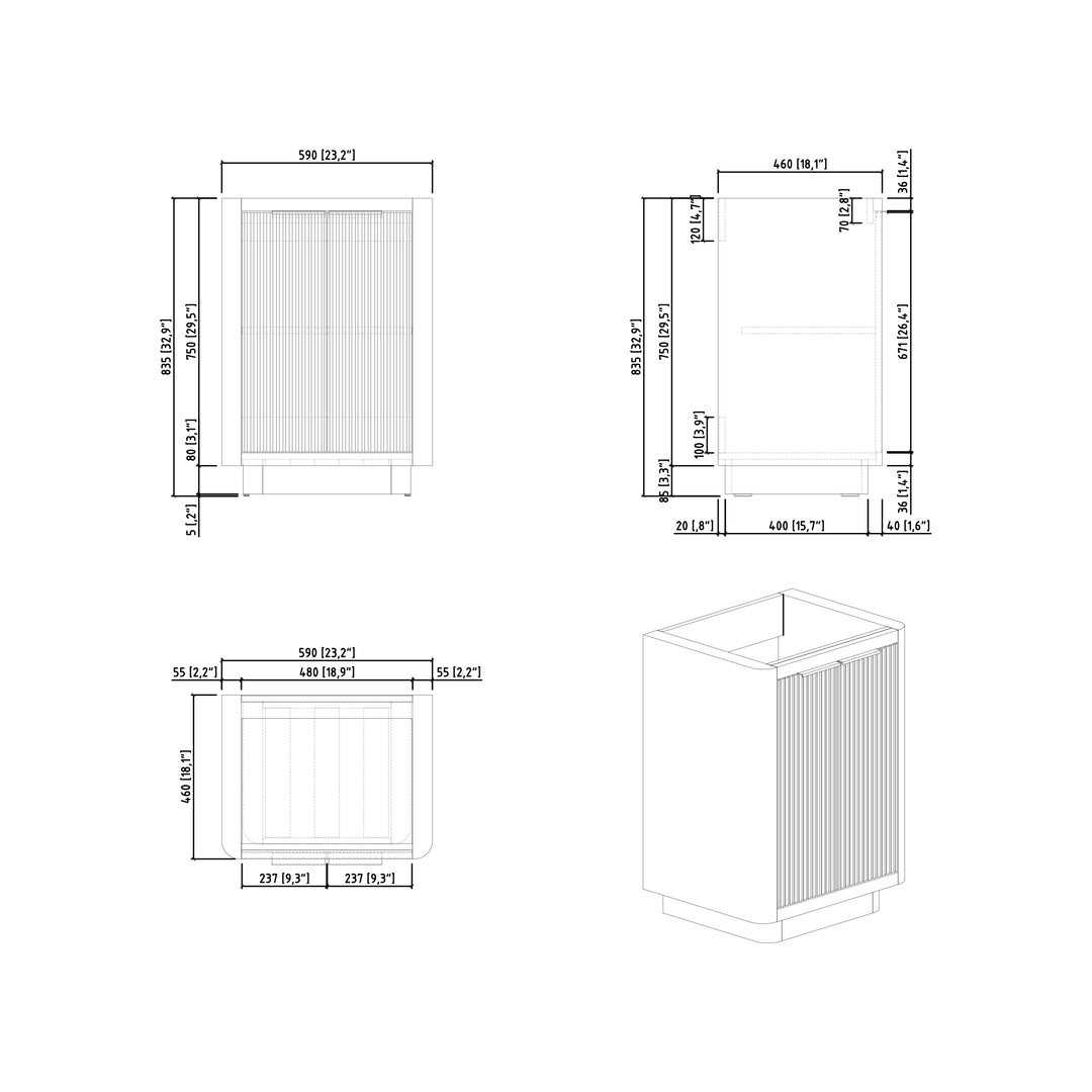 BAI Imola 24-inch Freestanding Bathroom Vanity with Gloss White Sink