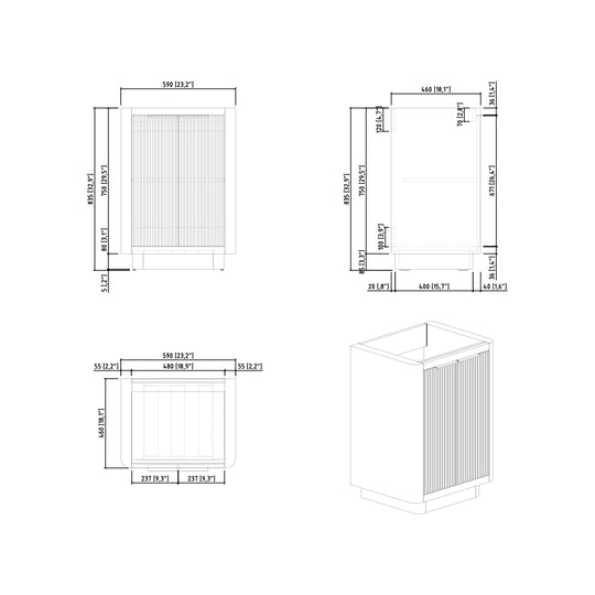BAI Imola 24-inch Freestanding Bathroom Vanity with Gloss White Sink