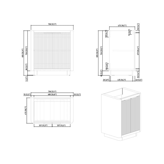 BAI Imola 32-inch Freestanding Bathroom Vanity with Gloss White Sink