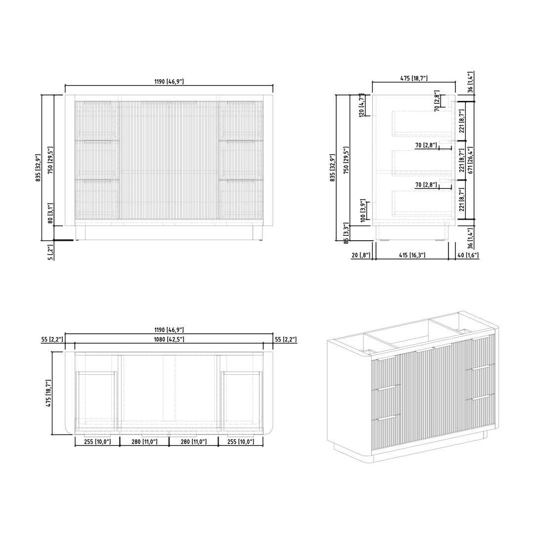 BAI Imola 47-inch Freestanding Bathroom Vanity with Gloss White Sink
