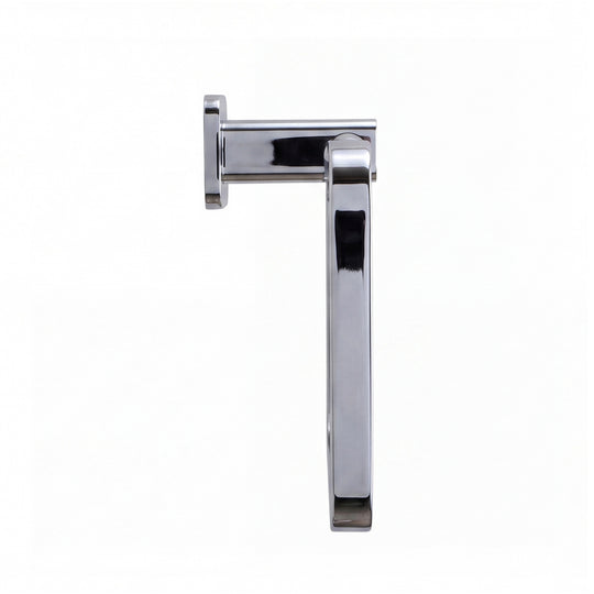 A modern rectangular wall-mounted towel ring with a polished chrome finish and a square-shaped mounting bracket, shown in a side view profile on a plain white background.