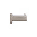 modern square shaped wall-mounted toilet paper holder in brushed nickel finish shown in a side view profile on a plain white background.