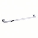 A modern square shaped 30-inch polished chrome towel bar with wall-mounted brackets on a plain white background.