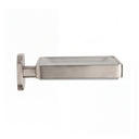 A brushed nickel wall-mounted soap dish with a rectangular tray and circular backplate, shown against a plain white background.