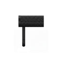 A modern wall-mounted matte black towel holder ring with a textured cylindrical roll holder and a long horizontal arm, shown in a side view profile against a plain white background.