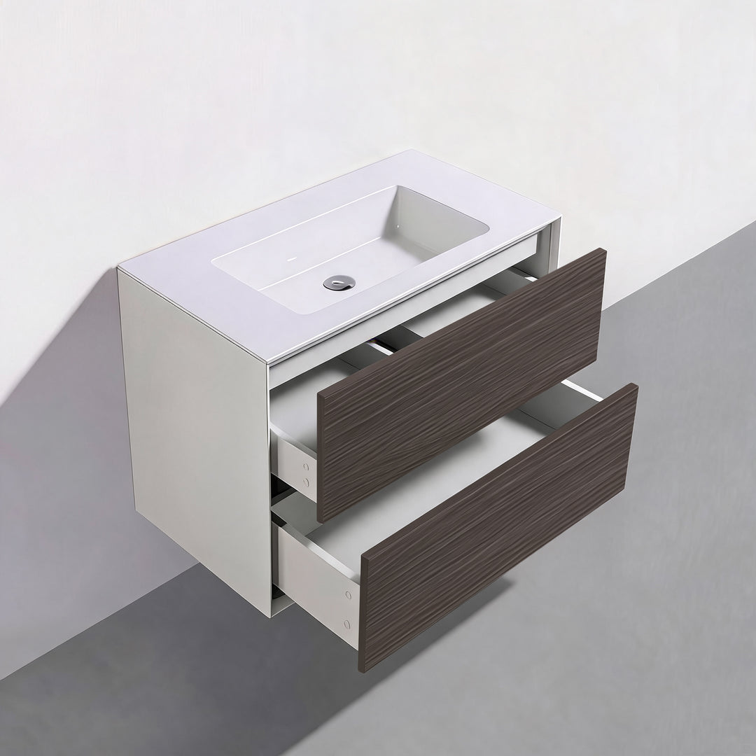 BAI Monza 30-inch Floating Bathroom Vanity with Gloss White Sink