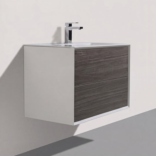 BAI Monza 30-inch Floating Bathroom Vanity with Gloss White Sink