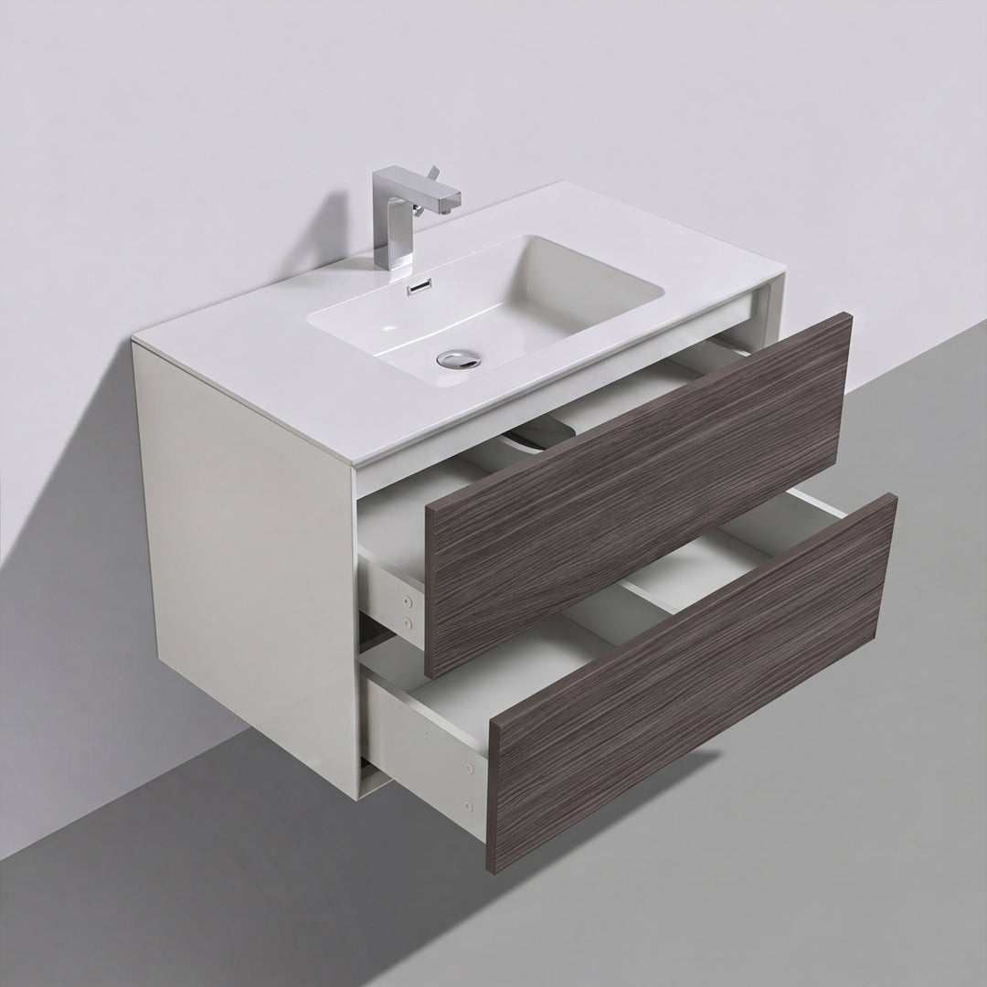 BAI Monza 30-inch Floating Bathroom Vanity with Gloss White Sink
