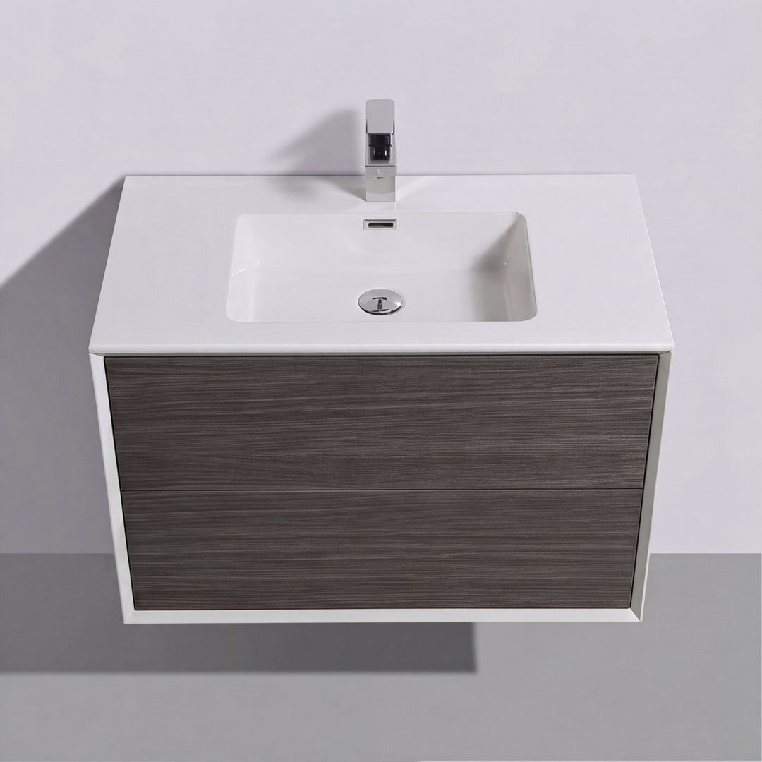 BAI Monza 30-inch Floating Bathroom Vanity with Gloss White Sink