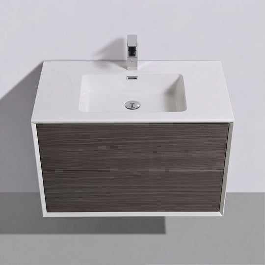 BAI Monza 30-inch Floating Bathroom Vanity with Gloss White Sink