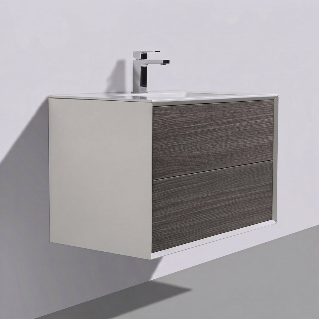 BAI Monza 30-inch Floating Bathroom Vanity with Gloss White Sink