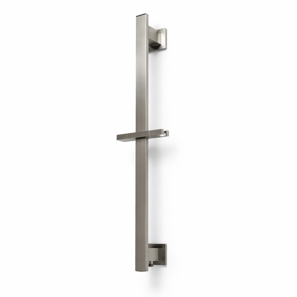 BAI 0150 Handheld Shower Holder Sliding Bar with Water Supply Connection in Brushed Nickel Finish