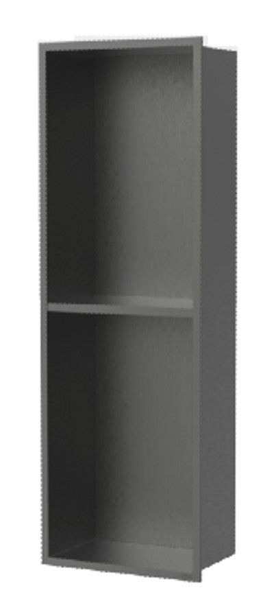 BAI 0005 Recessed Double Shower Niche in Brushed Grey (8"x24")