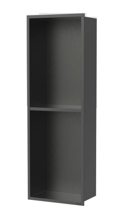 BAI 0006 Recessed Double Shower Niche in Brushed Black (8"x24")