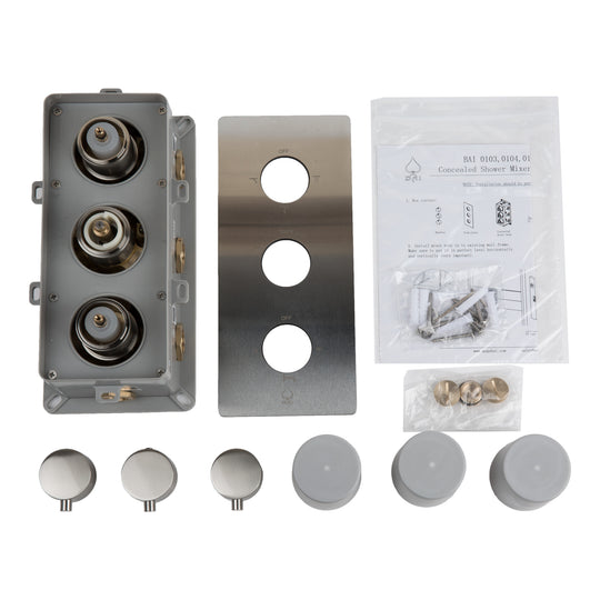 BAI 0123 Concealed Thermostatic Shower Mixer Valve in Brushed Nickel Finish