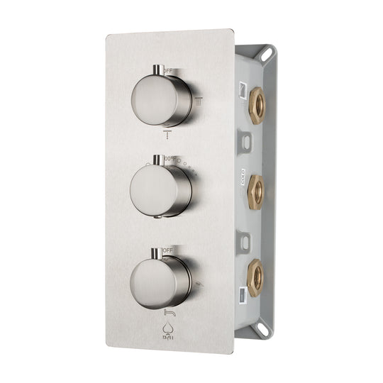 BAI 0123 Concealed Thermostatic Shower Mixer Valve , six function, in Brushed Nickel Finish