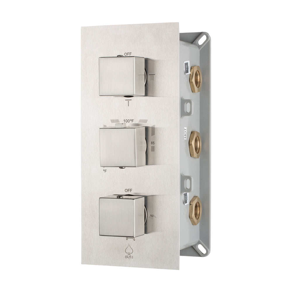 BAI 0125 Concealed Thermostatic Shower Mixer Valve in Brushed Nickel Finish