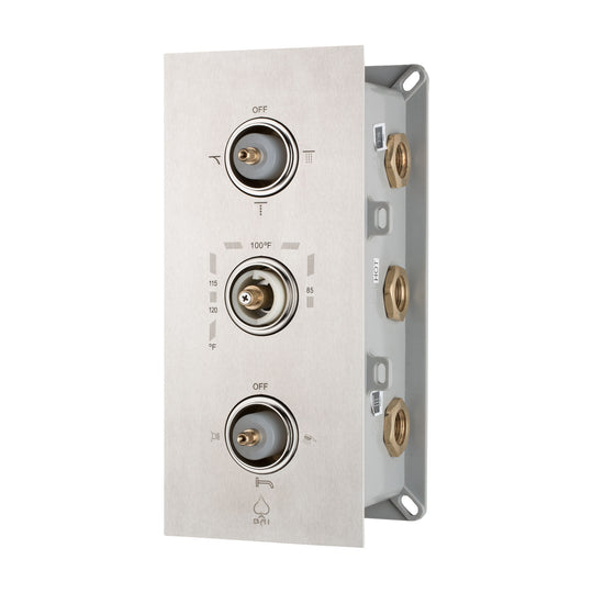 BAI 0125 Concealed Thermostatic Shower Mixer Valve in Brushed Nickel Finish, look without knobs