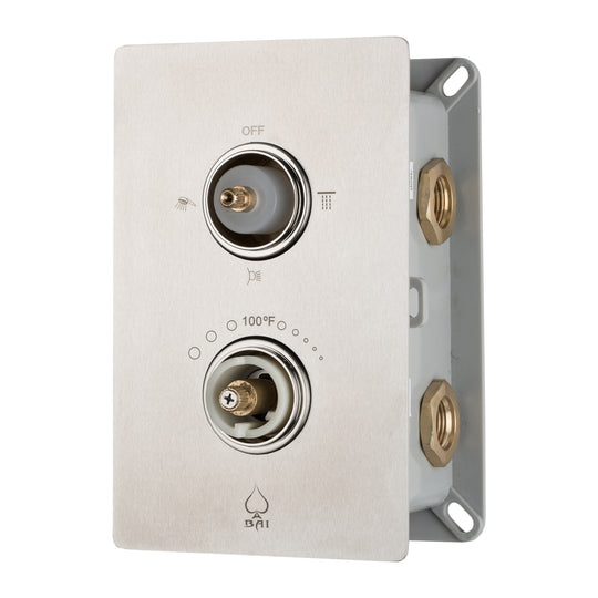 BAI 0126 Concealed Thermostatic Shower Mixer Valve in Brushed Nickel Finish, look without  knobs