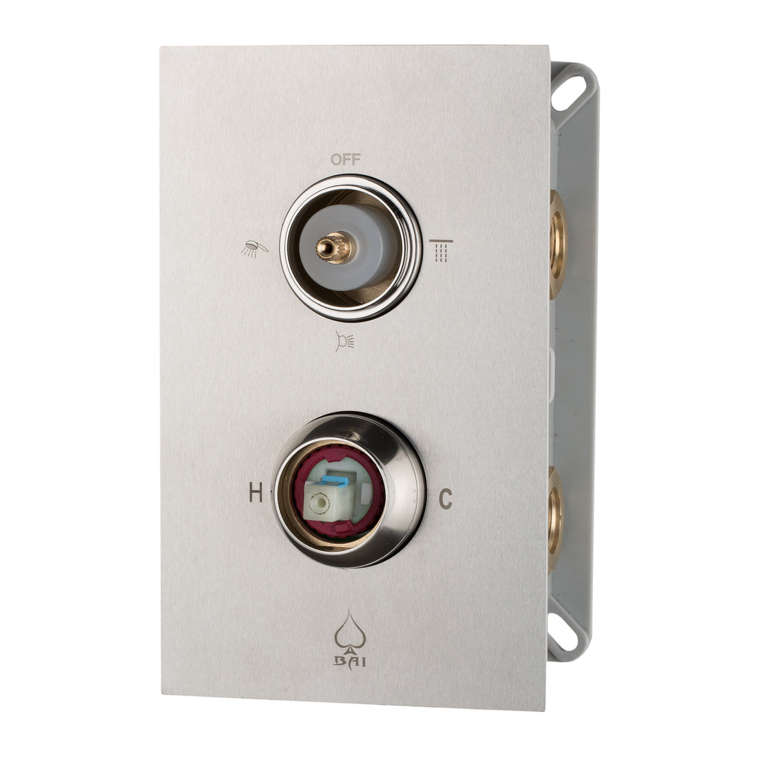 BAI 0131 Concealed Shower Mixer with Water Pressure Balance Valve in Brushed Nickel Finish, look without knobs.
