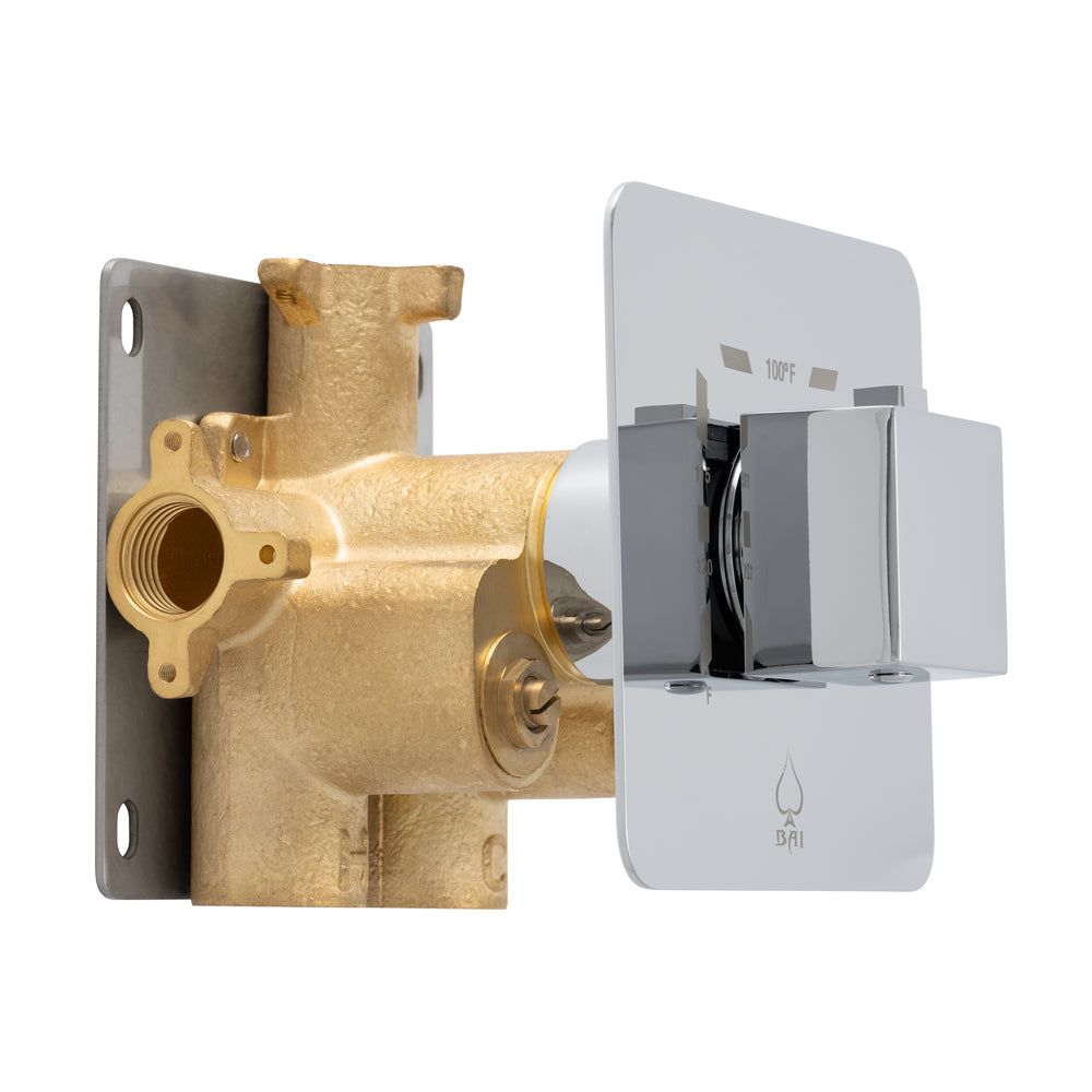 BAI 0142 Concealed Thermostatic Shower Mixer Valve with 3/4-inch Inlets in Polished Chrome Finish