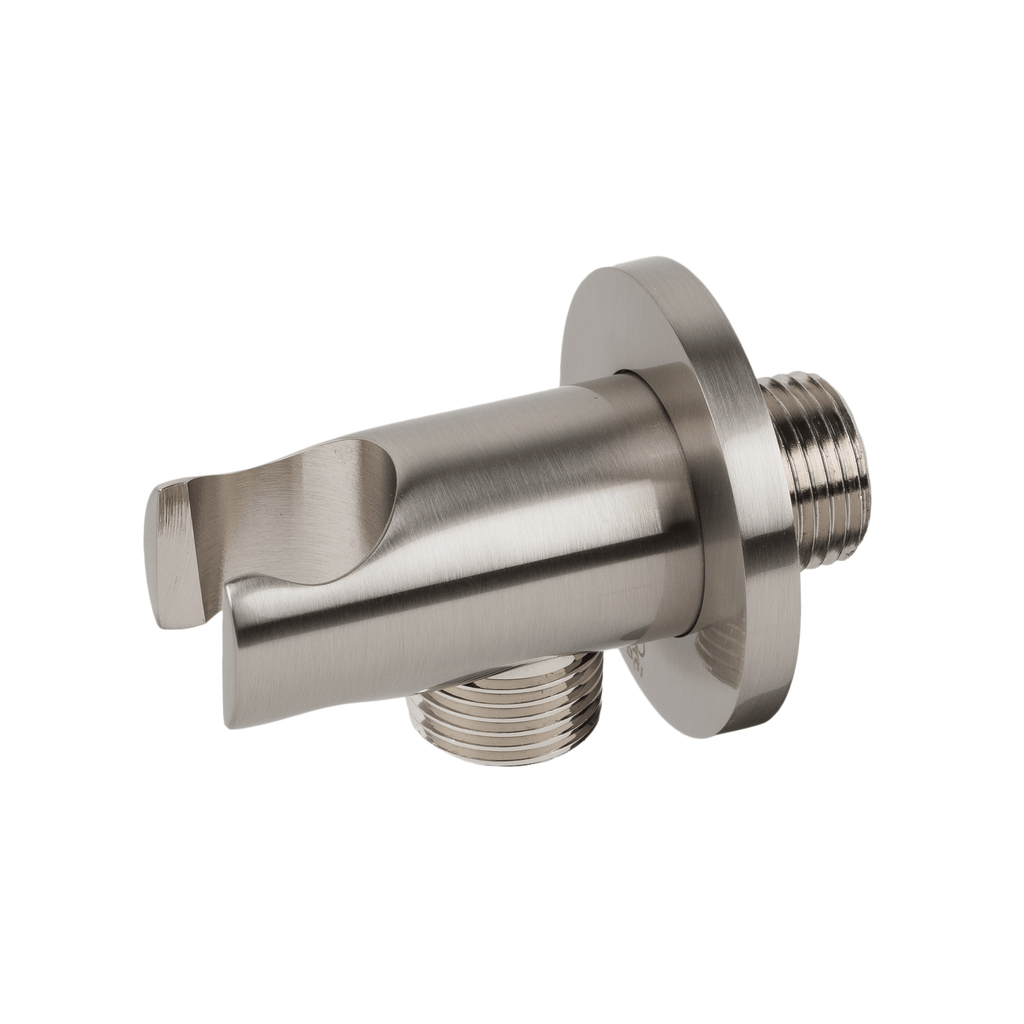 BAI 0165 Wall Mounted Handheld Shower Holder with Integrated Hose  Connection in Brushed Nickel Finish