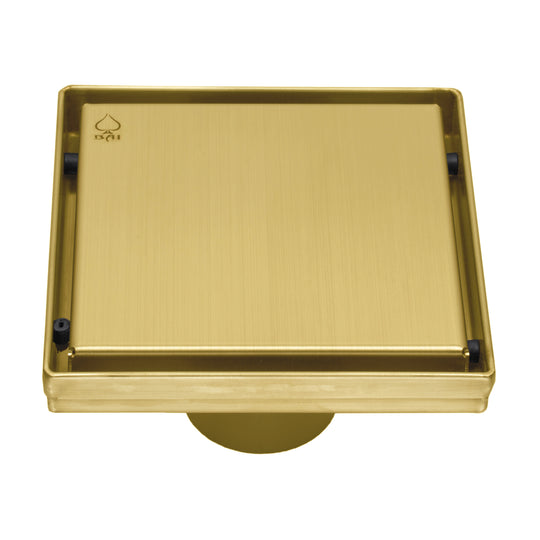 BAI 0500 Stainless Steel 5-inch Square Shower Drain in Brushed Gold