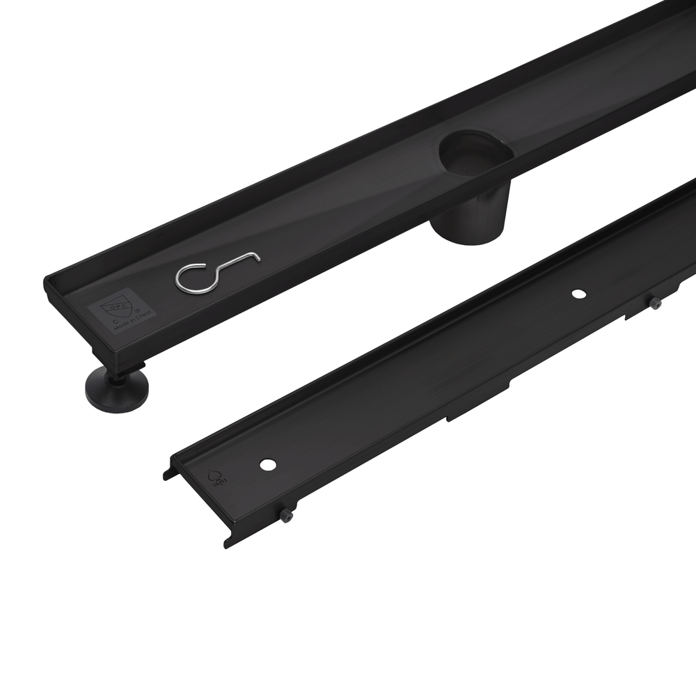 BAI 0516 Stainless Steel 48-inch Tile Insert Linear Shower Drain in Matte Black