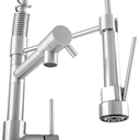 BAI 0600 Single Handle Kitchen Faucet with 2 Spouts and Pull-Down Spray in Polished Chrome Finish