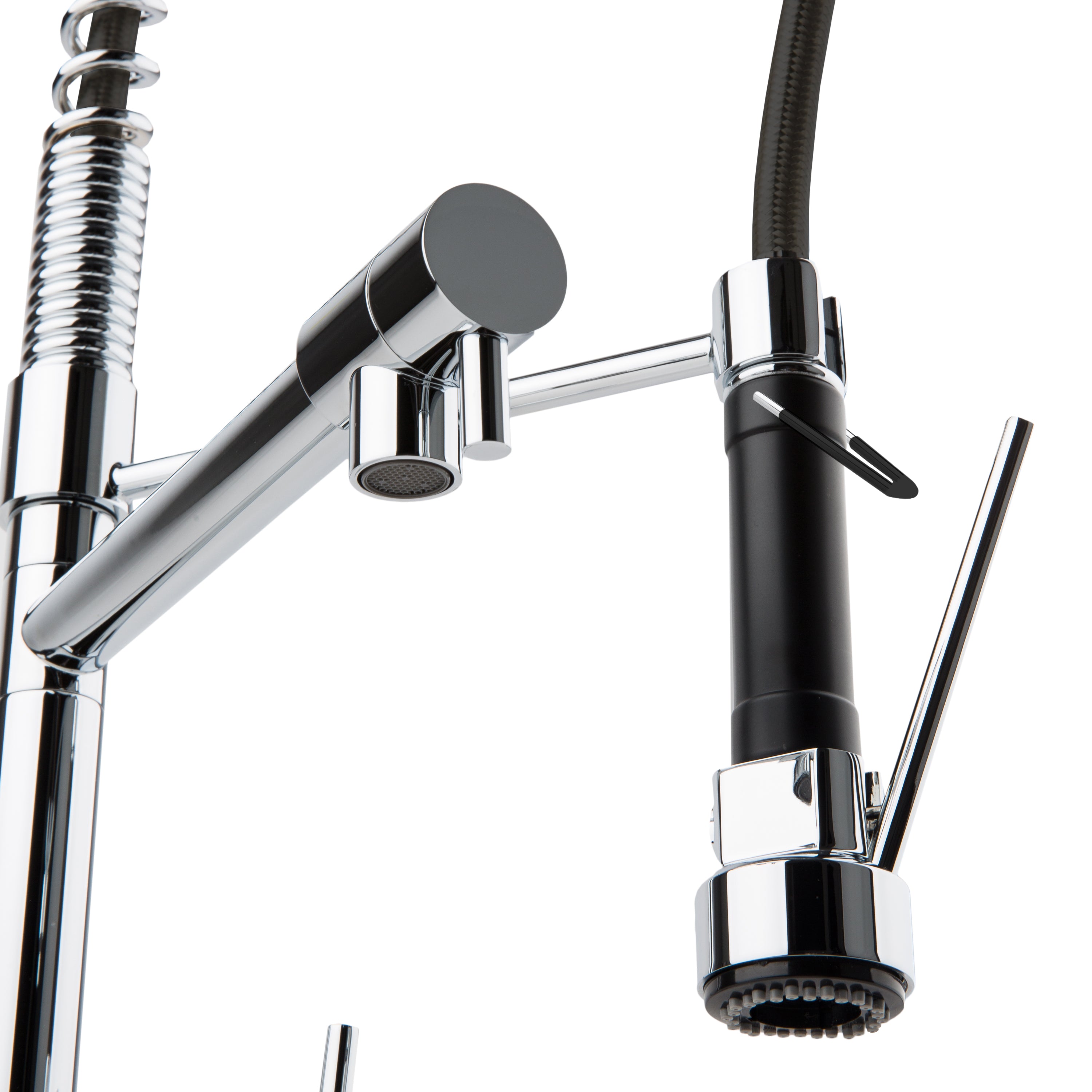 BAI 0601 Single Handle Kitchen Faucet with 2 Spouts and Pull-Down