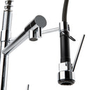 BAI 0601 Single Handle Kitchen Faucet with 2 Spouts and Pull-Down Spray in Polished Chrome Finish