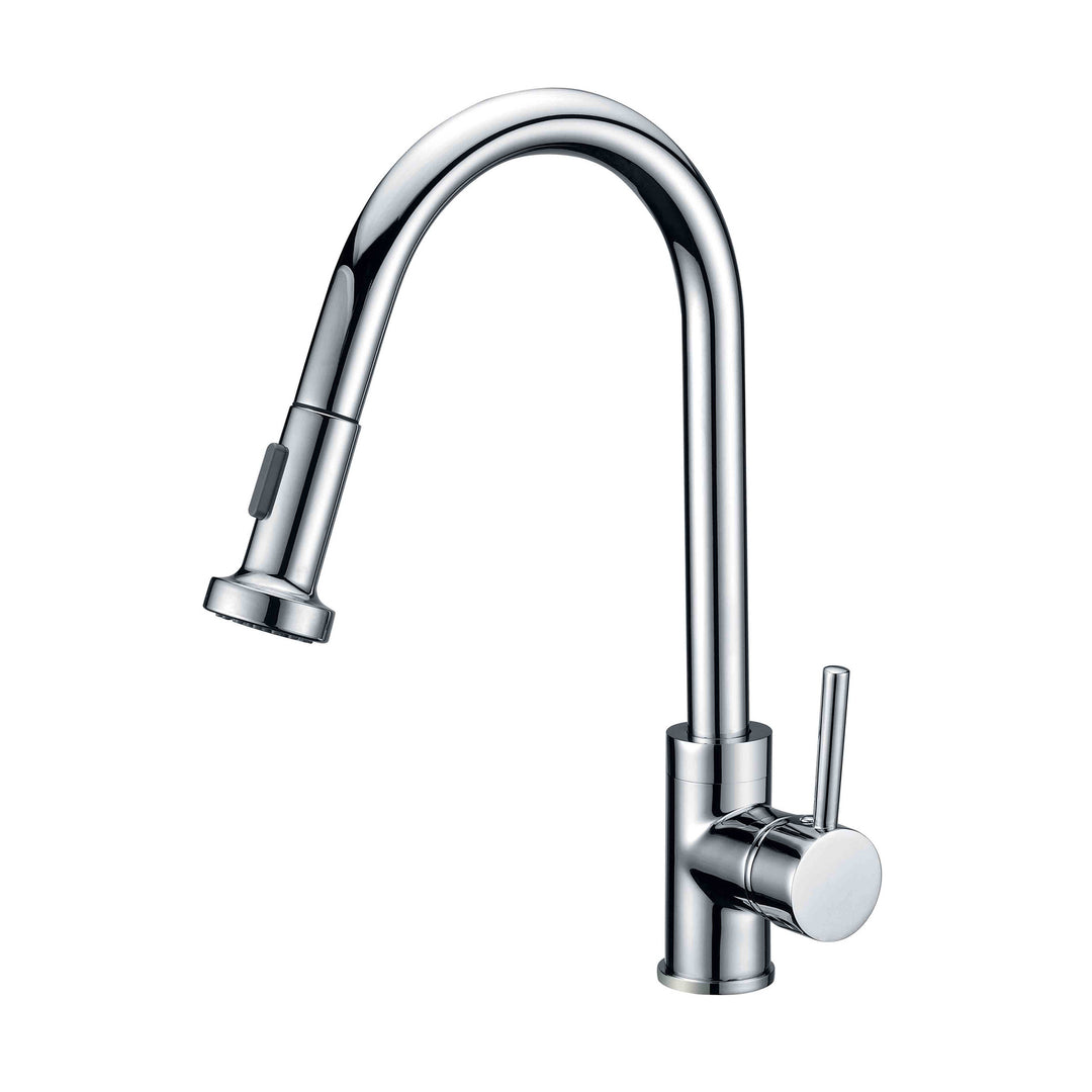 BAI 0624 Single Handle Kitchen Faucet with Pull Down System in Polished Chrome Finish