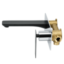 BAI 0679 Single Handle Contemporary Wall Mounted Bathroom Faucet in Black and Polished Chrome Finish