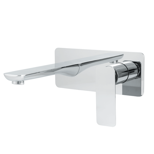 BAI 0680 Single Handle Contemporary Wall Mounted Bathroom Faucet in Polished Chrome Finish