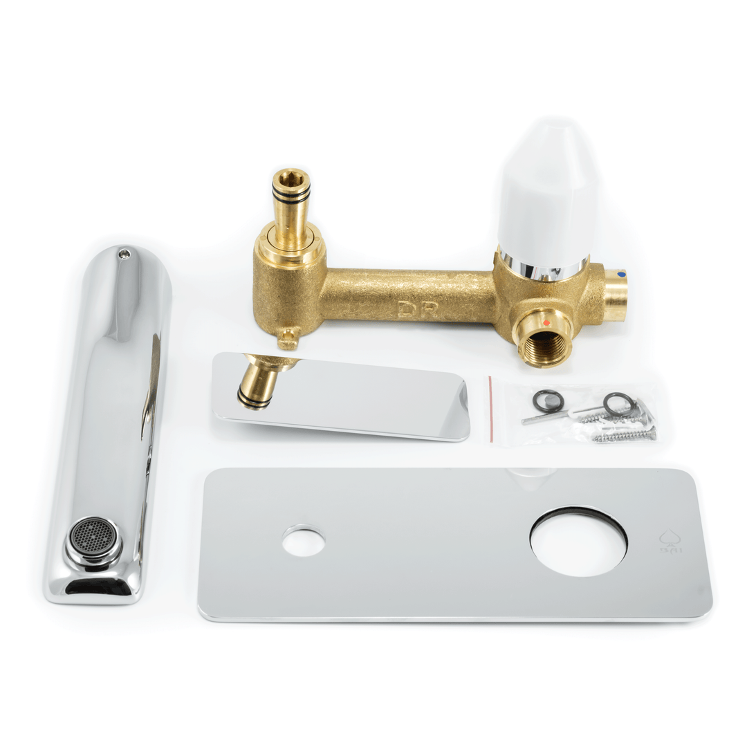 BAI 0680 Single Handle Contemporary Wall Mounted Bathroom Faucet in Polished Chrome Finish