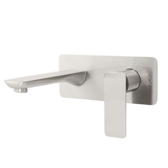 BAI 0681 Single Handle Contemporary Wall Mounted Bathroom Faucet in Brushed Finish